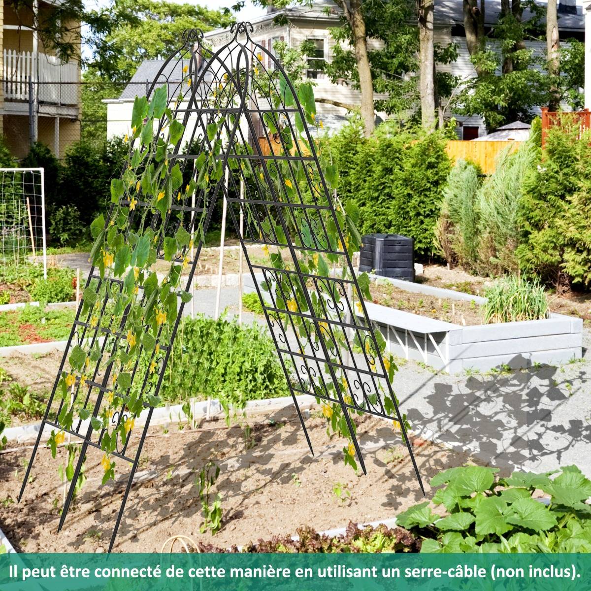 Lot de 2 Treillis de Jardin en Métal 180x50cm Treillis Décoratif Extérieur pour Plantes Grimpantes - Image 7