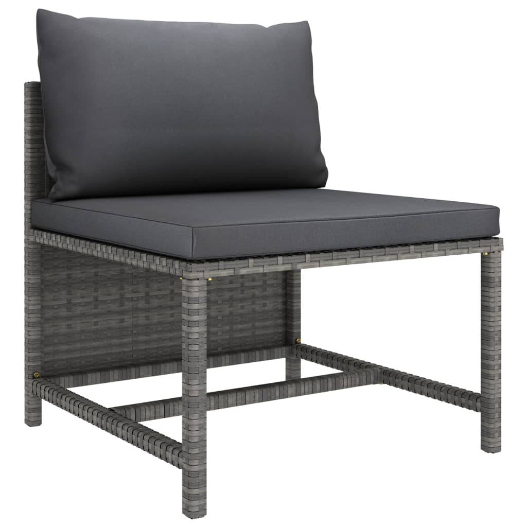 Salon de Jardin Bas Modulable 8 Pièces Résine Tressée Durable Coussins Rembourrés Détente Terrasse Gris – ComfortXL Outdoor Living - Image 5