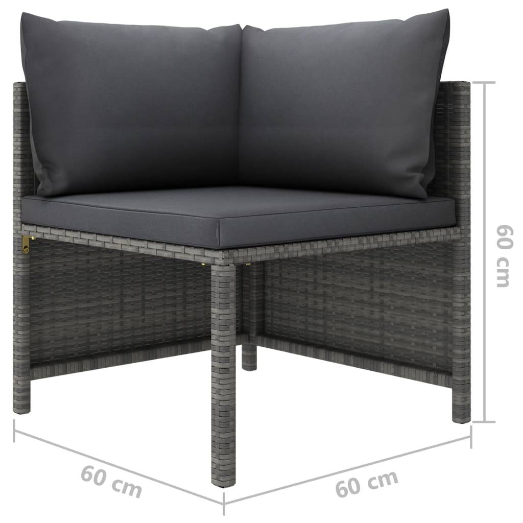 Salon de Jardin Bas Modulable 8 Pièces Résine Tressée Durable Coussins Rembourrés Détente Terrasse Gris – ComfortXL Outdoor Living - Image 10