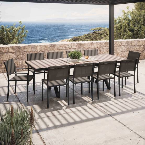 Oviala - Table extensible aluminium et céramique avec 10 chaises Tivoli - Oviala - Image 2