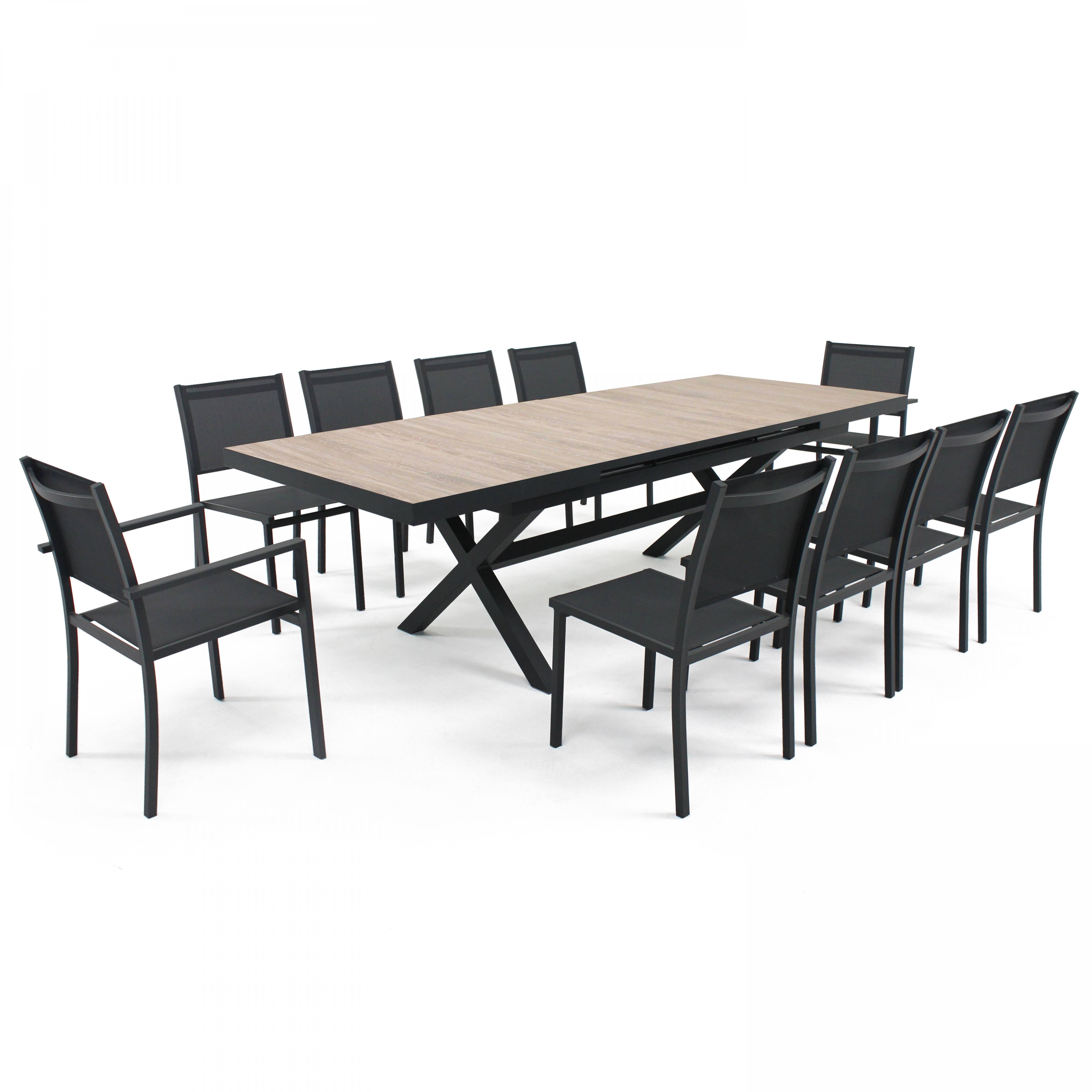 Oviala - Table extensible aluminium et céramique avec 10 chaises Tivoli - Oviala - Image 1