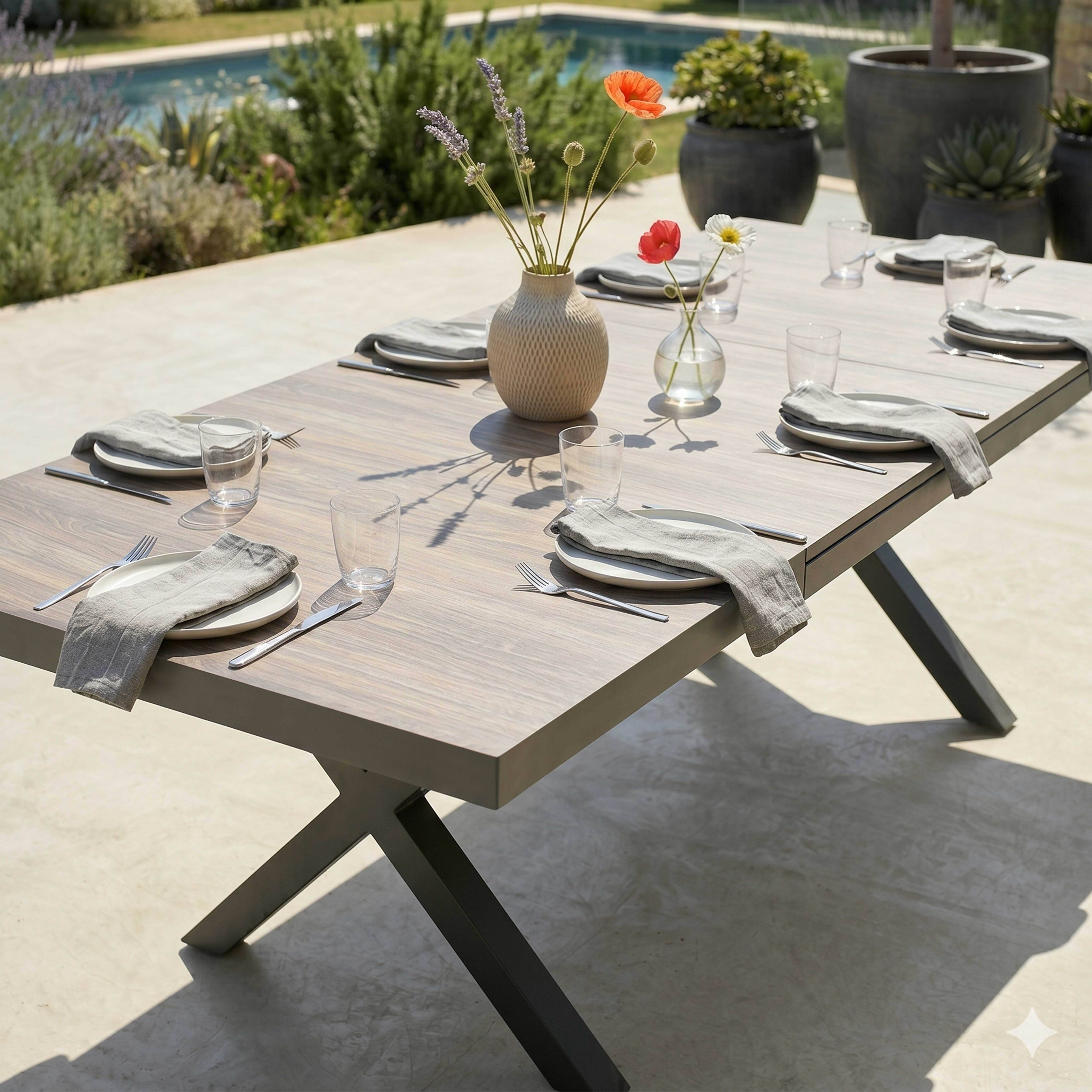 Oviala - Table extensible aluminium et céramique avec 10 chaises Tivoli - Oviala - Image 4