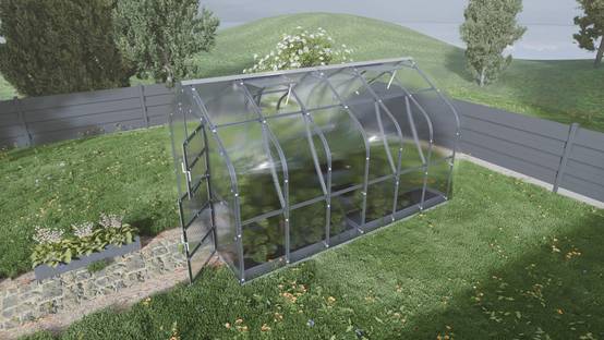 Serre KLASIKA Standard 10m2, 2,5m x 4m, 6 mm avec revêtement en polycarbonate (Avec 2 toits ouvrants automatiques) - Image 1