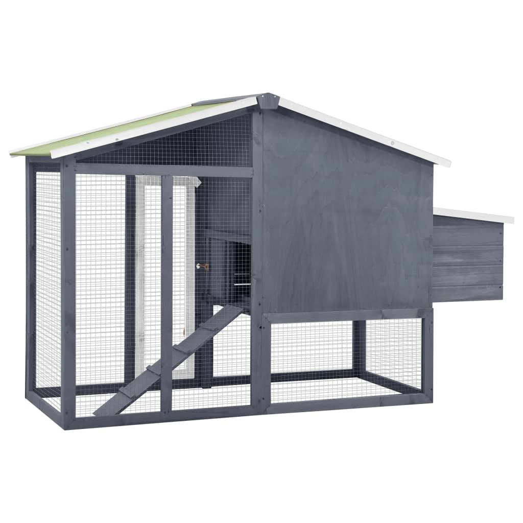 Helloshop26 - Poulailler avec nichoir 191 x 67 x 117 cm bois de sapin massif gris et blanc - Image 5