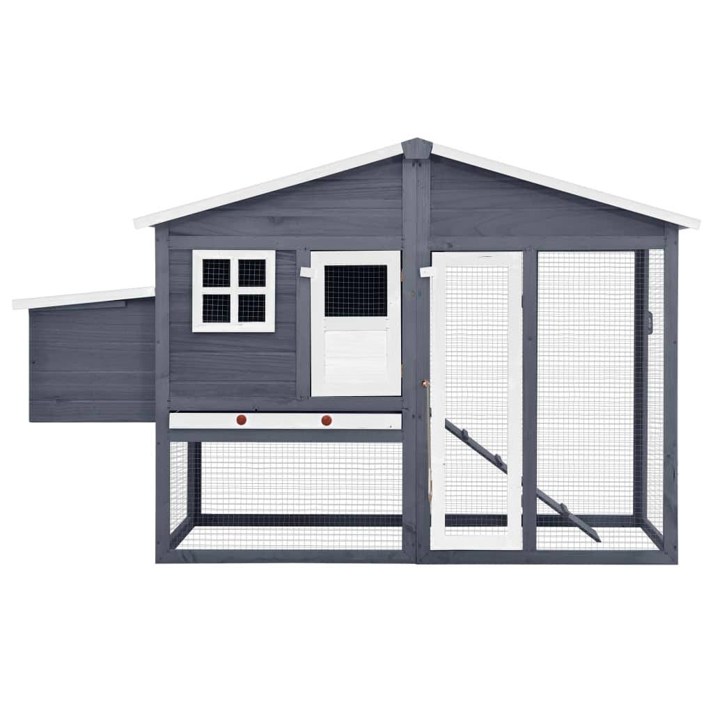 Helloshop26 - Poulailler avec nichoir 191 x 67 x 117 cm bois de sapin massif gris et blanc - Image 4