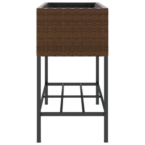 2 pcs Jardinières avec étagère, Bac à fleurs, Pot de fleurs brun 90x40x75 cm résine tressée - Image 7