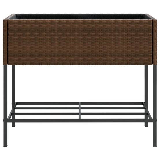 2 pcs Jardinières avec étagère, Bac à fleurs, Pot de fleurs brun 90x40x75 cm résine tressée - Image 6