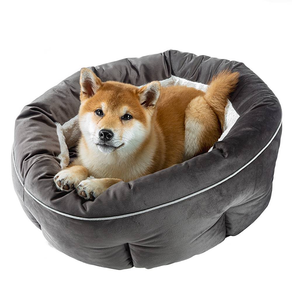 Ferplast - Ferplast couchage arrondi pour chiens et chats MARQUIS 55, lit pour animaux, velours doux, lavable, Ø 55 x 20 cm, gris - Image 2