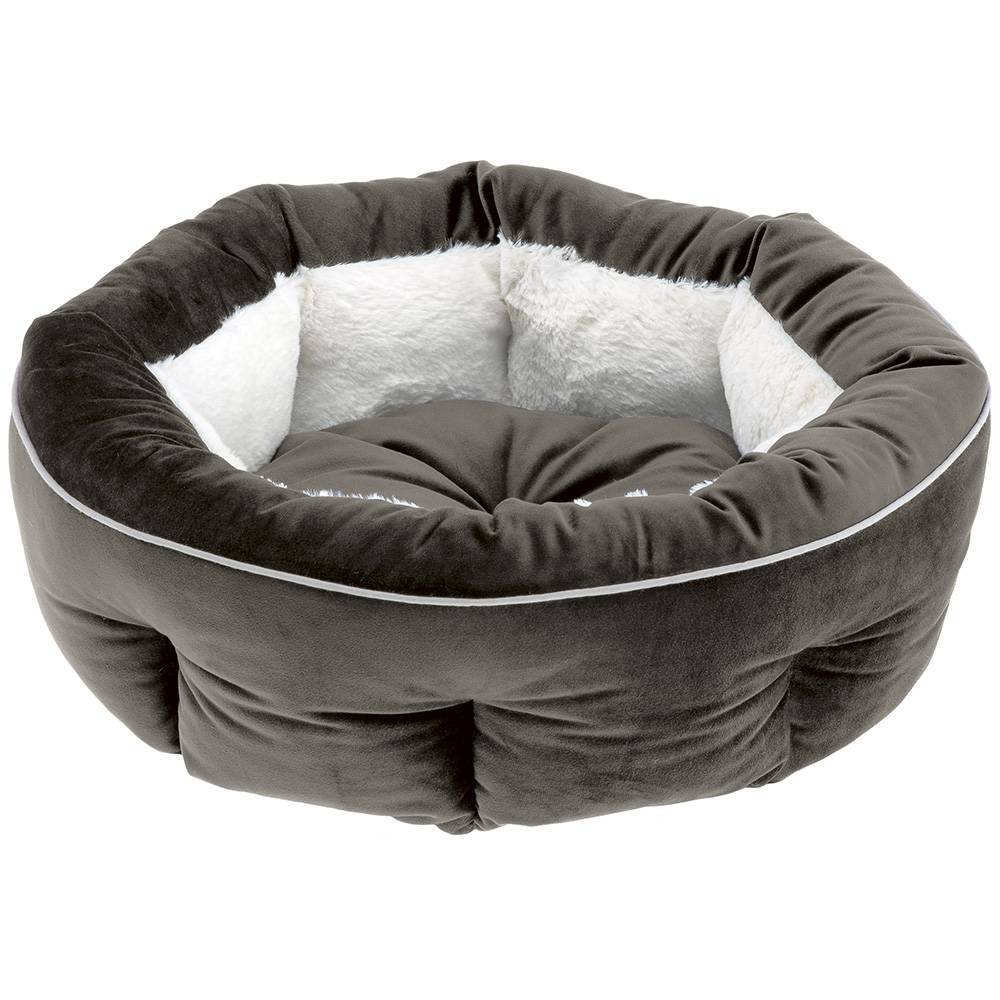 Ferplast - Ferplast couchage arrondi pour chiens et chats MARQUIS 55, lit pour animaux, velours doux, lavable, Ø 55 x 20 cm, gris - Image 1