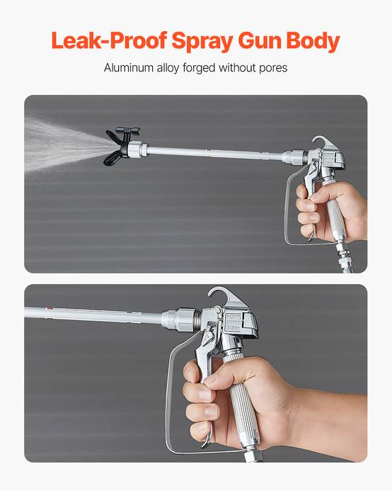 VEVOR Kit pistolet peinture sans air, 248 bar, 5 embouts, pivotant. Filtres, tuyau, tiges extension. - Image 3