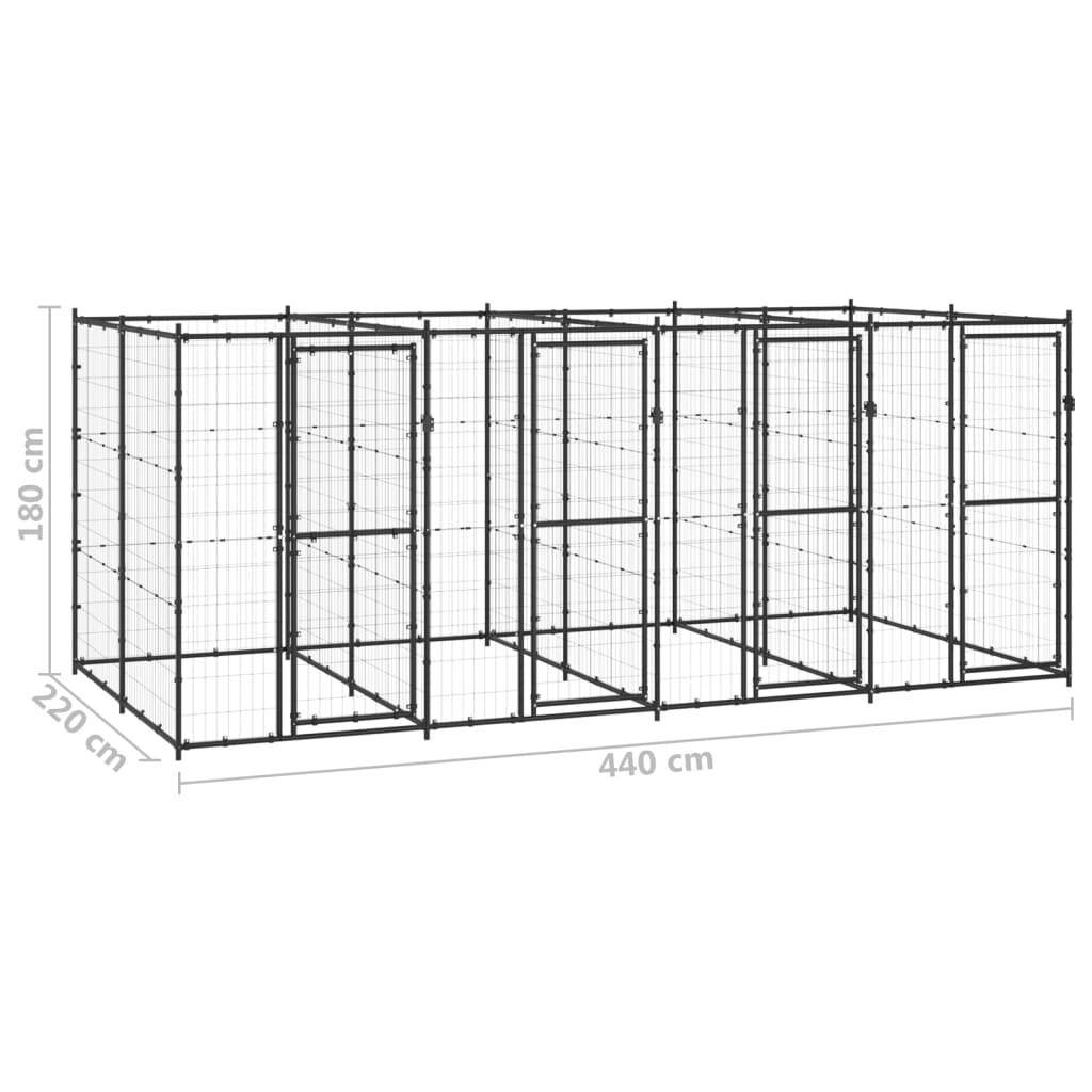 Helloshop26 - Chenil extérieur cage enclos parc animaux chien extérieur acier 9,68 m² - Image 2