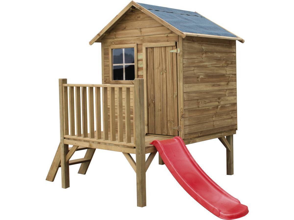 Maisonnette En Bois Avec Toboggan "tomek" -habitat Et Jardin - Image 1
