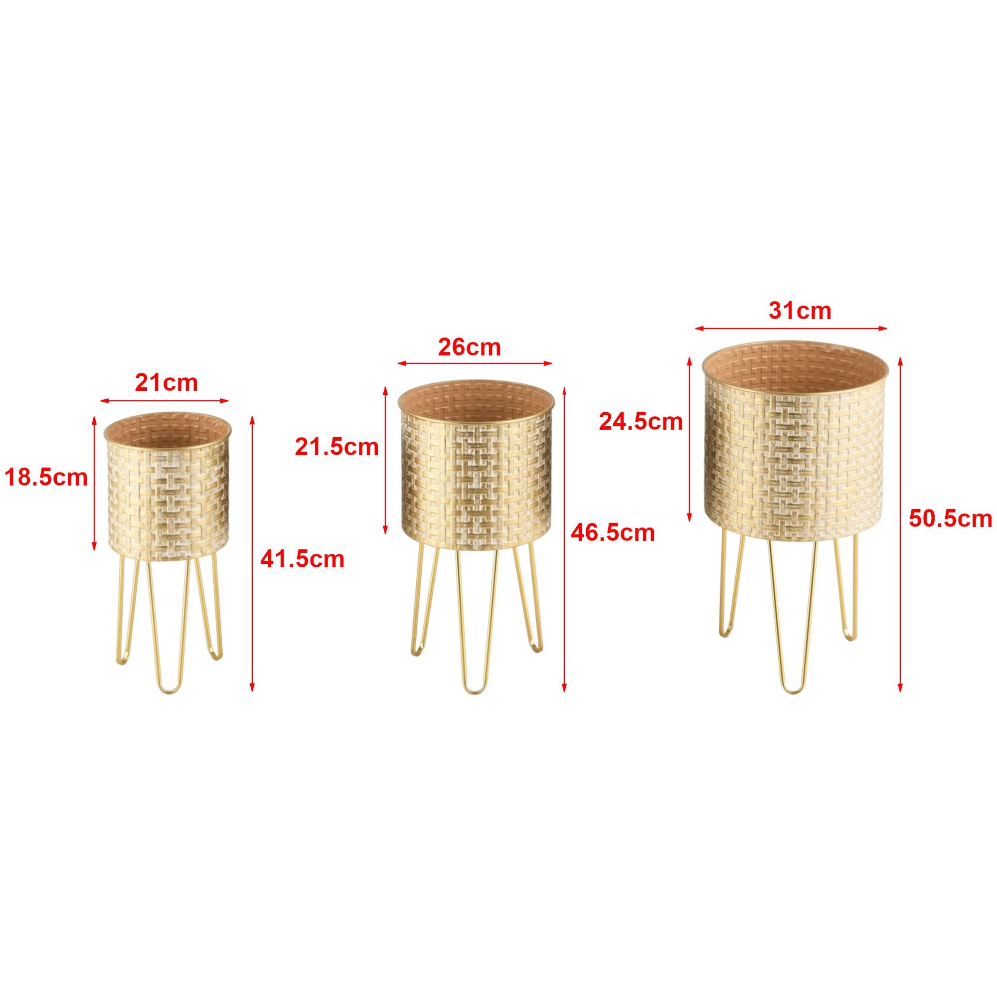Helloshop26 - Lot de 3 supports de plante métal tailles différentes laiton - Image 2