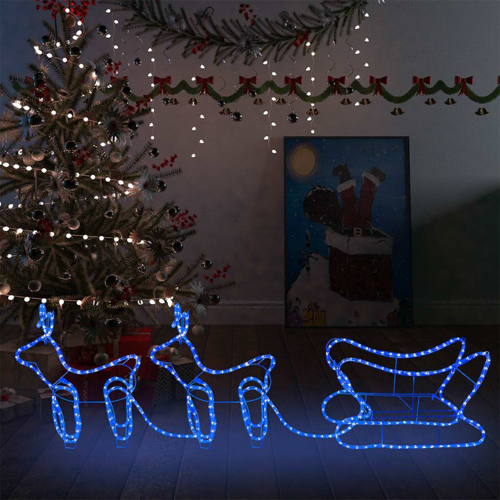 Renne et Traîneau de Noël Lumineux Décoration Jardin 576 LED Bleu – ComfortXL Outdoor Living - Image 1