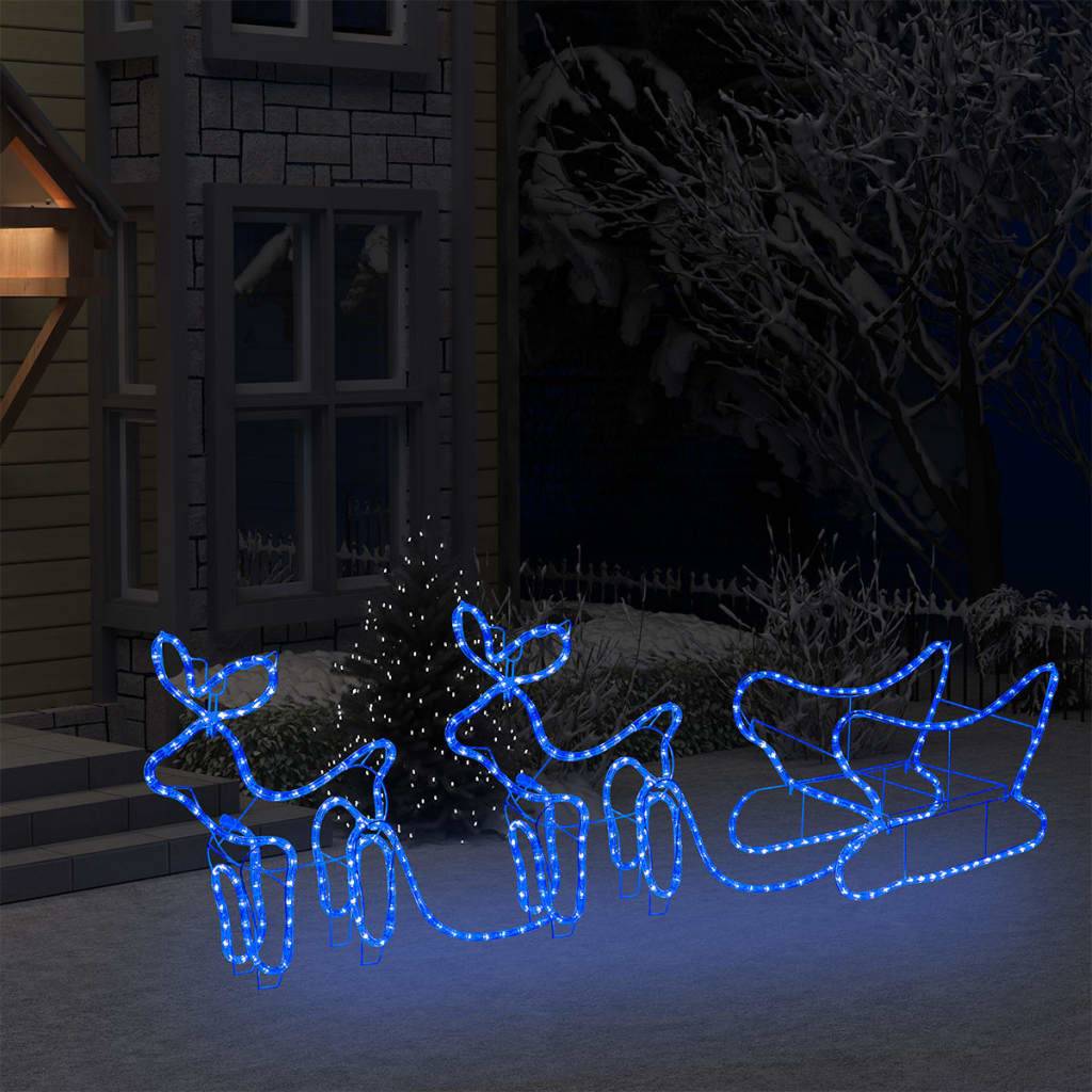 Renne et Traîneau de Noël Lumineux Décoration Jardin 576 LED Bleu – ComfortXL Outdoor Living - Image 3