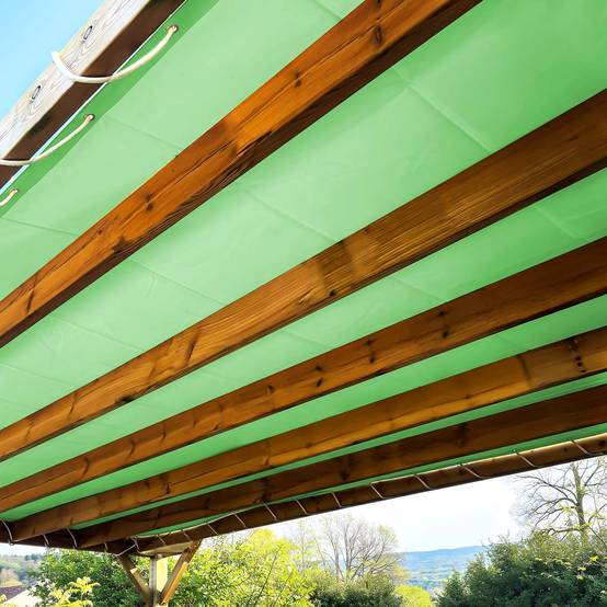 Toile Pergola Vert Sauge 2,5x3,5 m LP506PR - Garantie 5 ans - Bâche Pergola ou Tonnelle étanche en PVC pour terrasse TECPLAST - Image 1