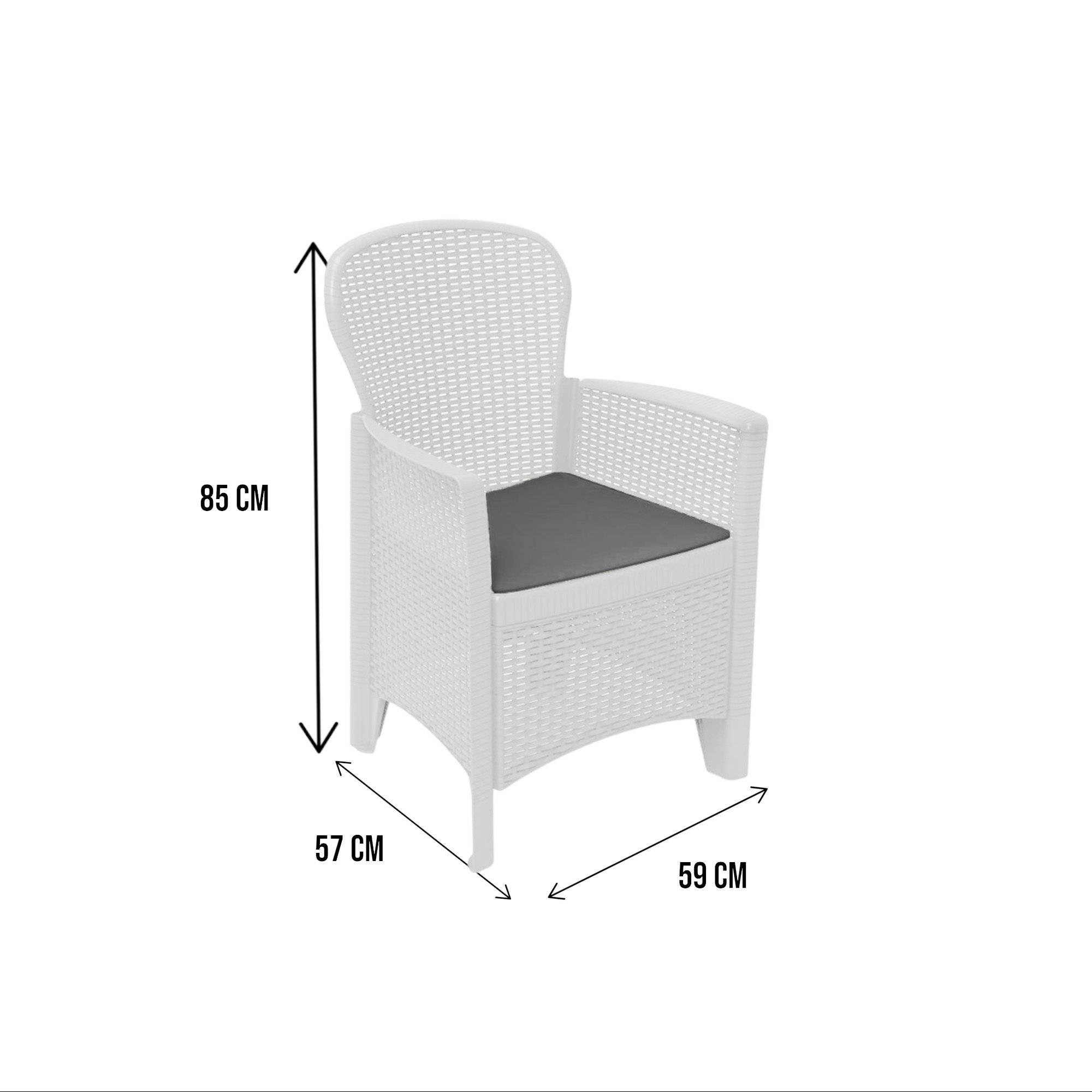 Dmora - Chaise d'extérieur Dboatti, Siège de jardin, Fauteuil d'extérieur effet rotin, 100% Made in Italy, 60x58h89 cm, Blanc - Dmora - Image 3