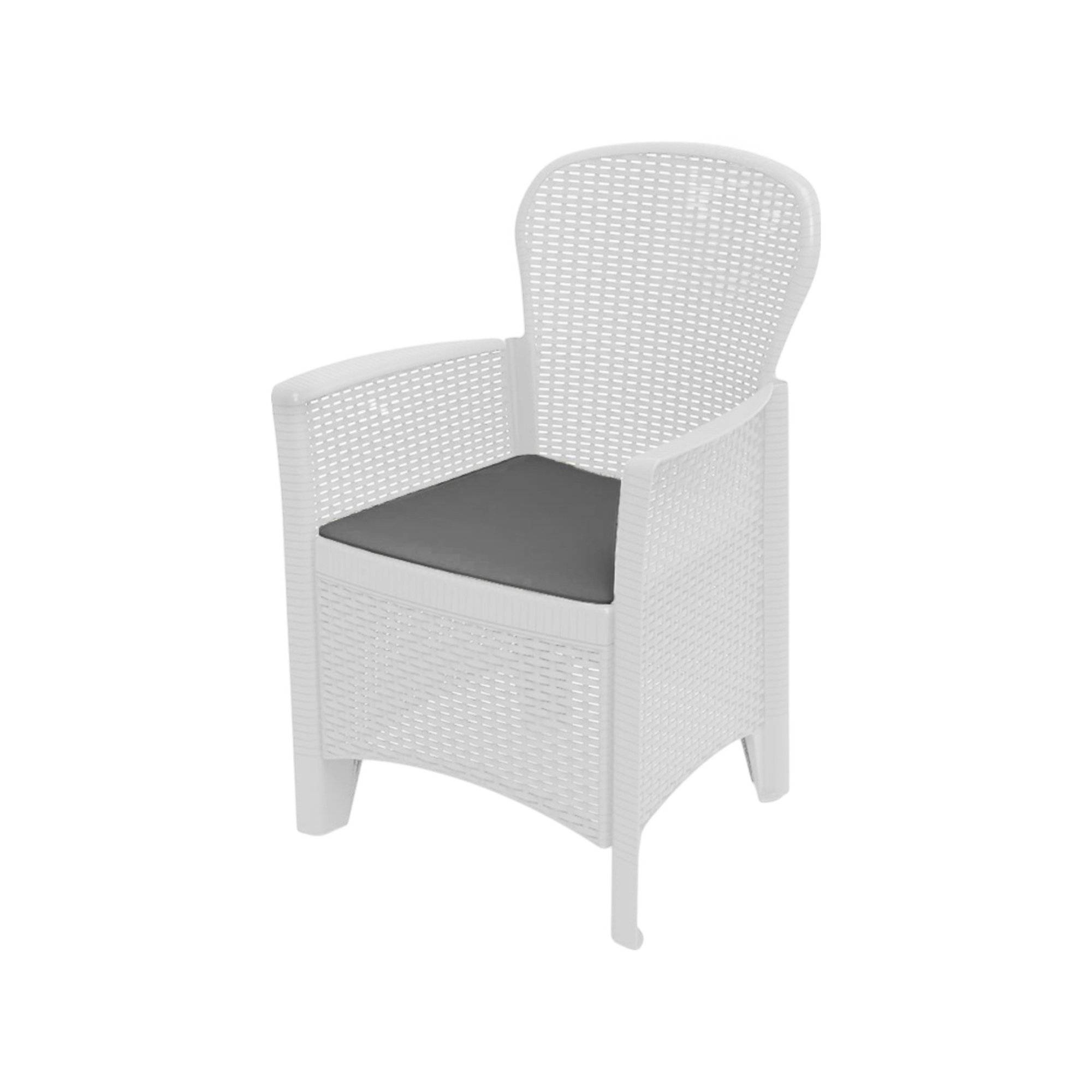 Dmora - Chaise d'extérieur Dboatti, Siège de jardin, Fauteuil d'extérieur effet rotin, 100% Made in Italy, 60x58h89 cm, Blanc - Dmora - Image 1