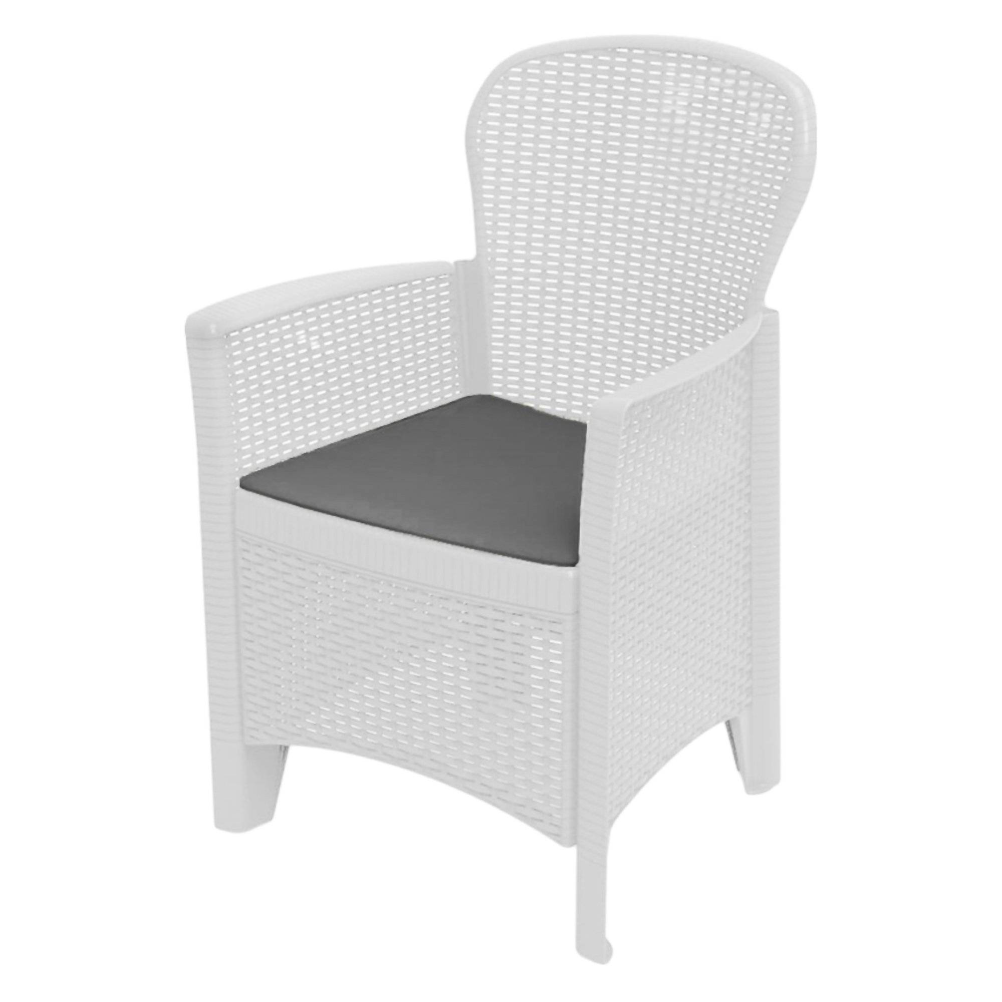 Dmora - Chaise d'extérieur Dboatti, Siège de jardin, Fauteuil d'extérieur effet rotin, 100% Made in Italy, 60x58h89 cm, Blanc - Dmora - Image 1