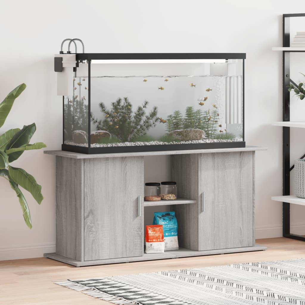 Grand Meuble Aquarium Bois d'ingénierie Rangement Pratique Sonoma Gris 121 cm - ComfortXL Outdoor Living - Image 1