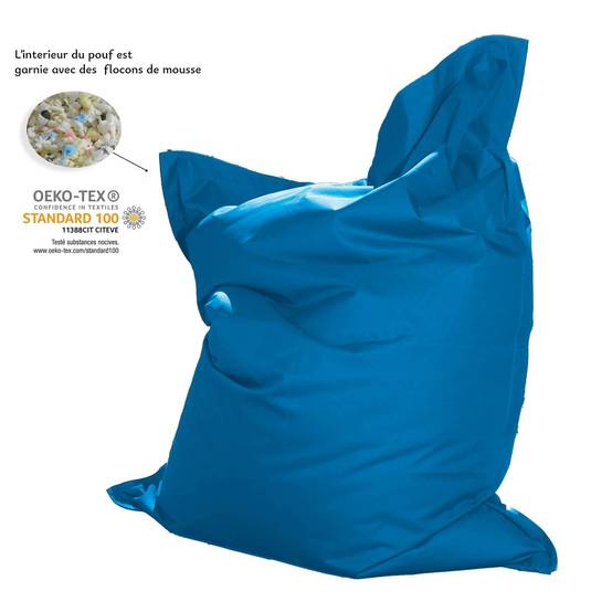 Pouf XXL intérieur extérieur déhoussable en tissu bleu 140x180cm - Déco arts - Image 6