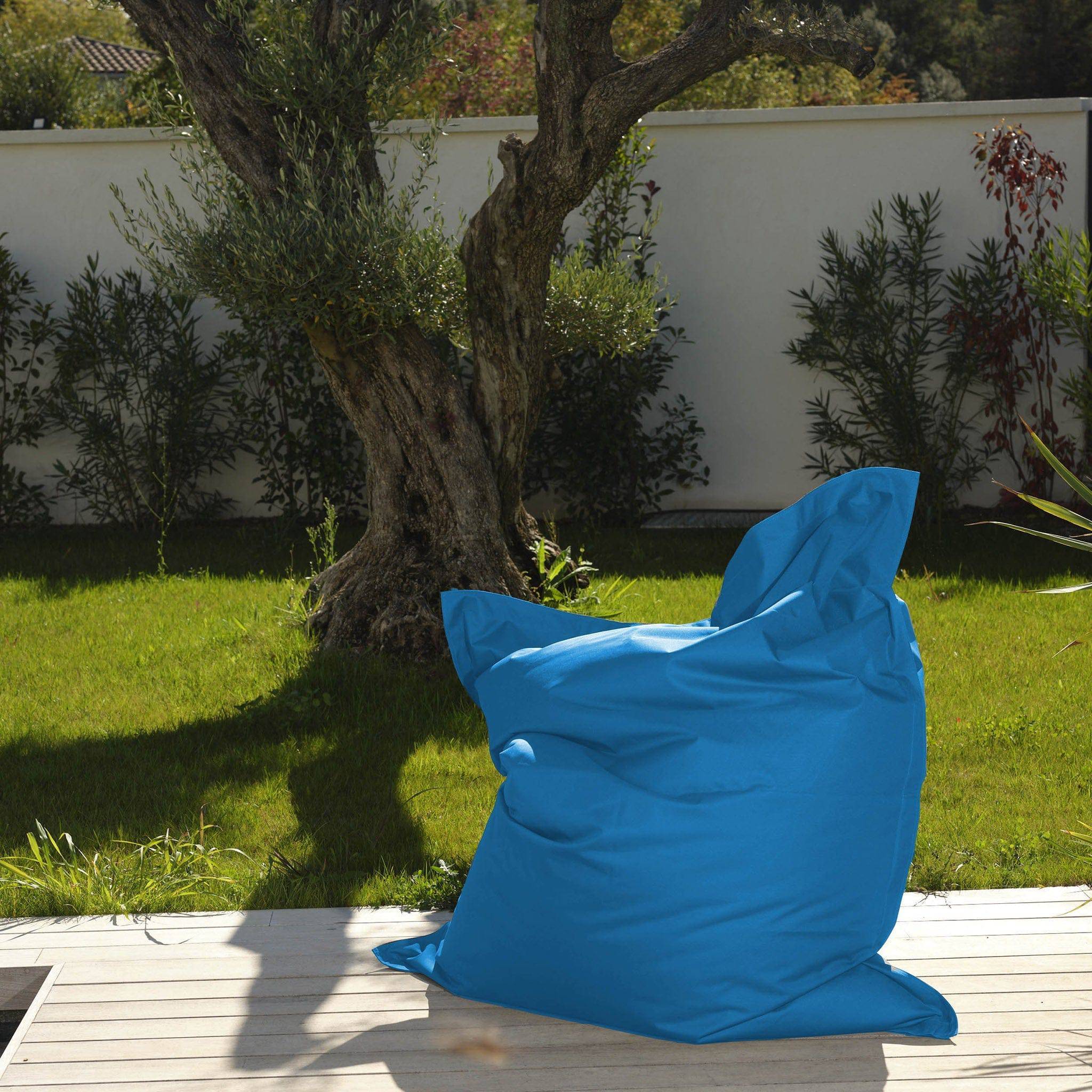 Pouf XXL intérieur extérieur déhoussable en tissu bleu 140x180cm - Déco arts - Image 4