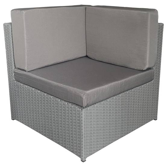 Salon de jardin BONIFACIO en résine tressée gris 6 places - coussin gris - HAPPY GARDEN - Image 3
