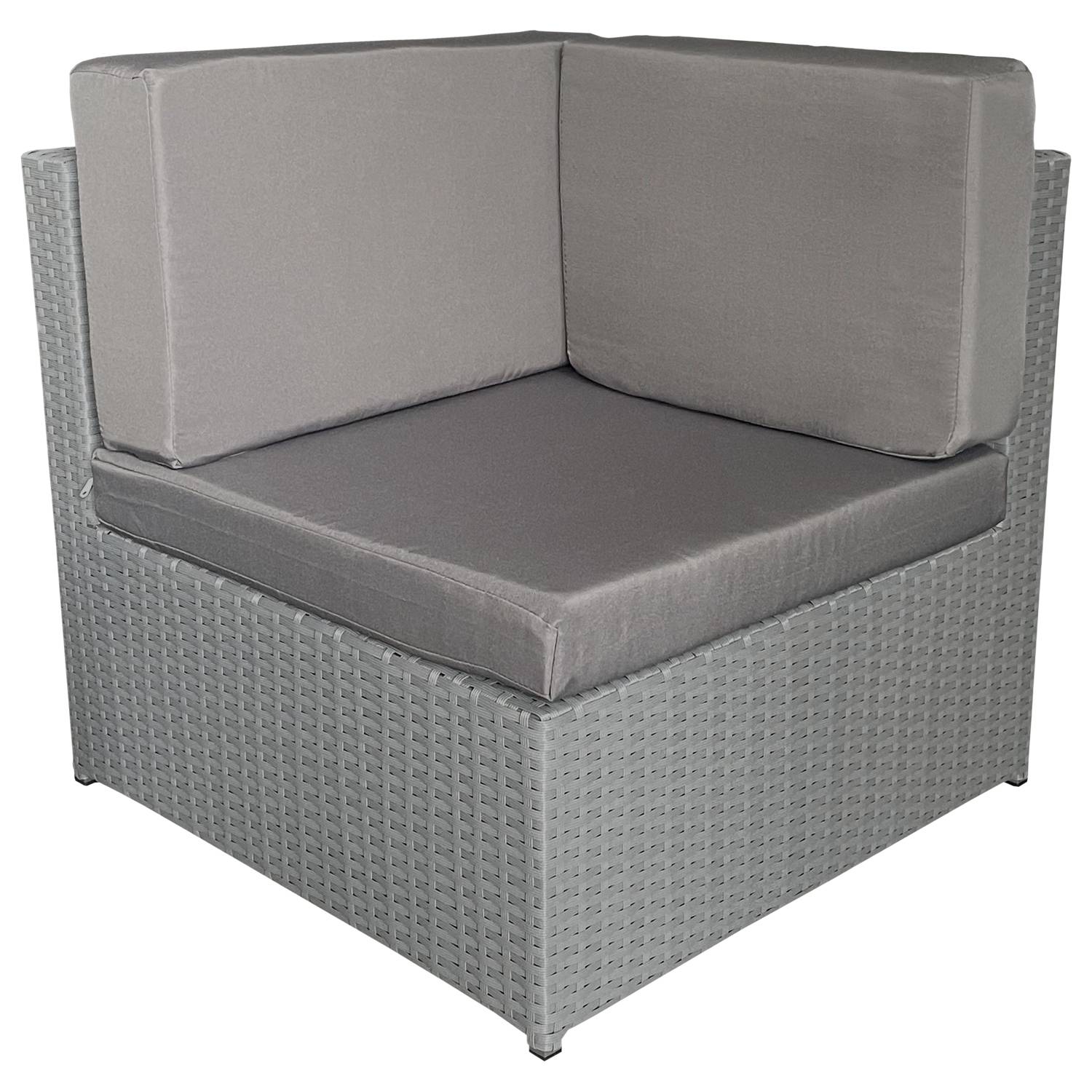Salon de jardin BONIFACIO en résine tressée gris 6 places - coussin gris - HAPPY GARDEN - Image 3