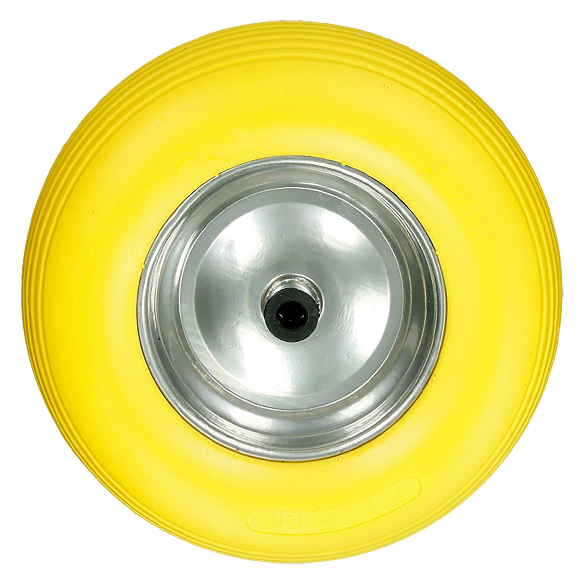 Ecd-Germany - 15" Roue brouette caoutchouc plein gomme PU 4.80 4.00-8 Ø 390 mm avec axe - Image 2
