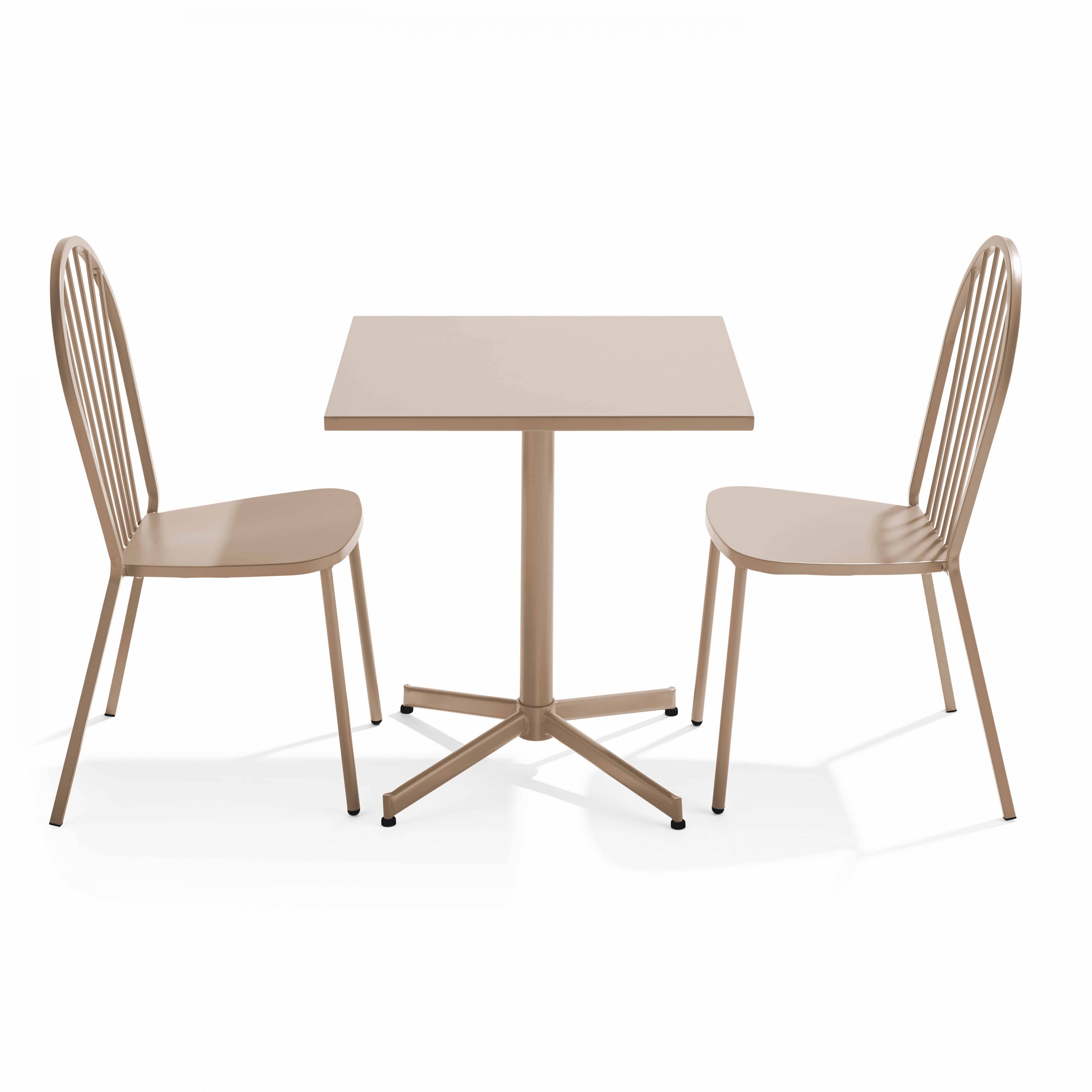 Oviala - Ensemble table de terrasse inclinable et 2 chaises bistrot taupe Honfleur - Oviala - Image 1