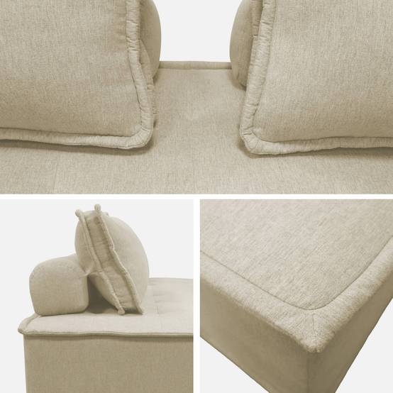 Chauffeuse 2 places pour canapé modulable tissu capitonné beige | sweeek - Image 6