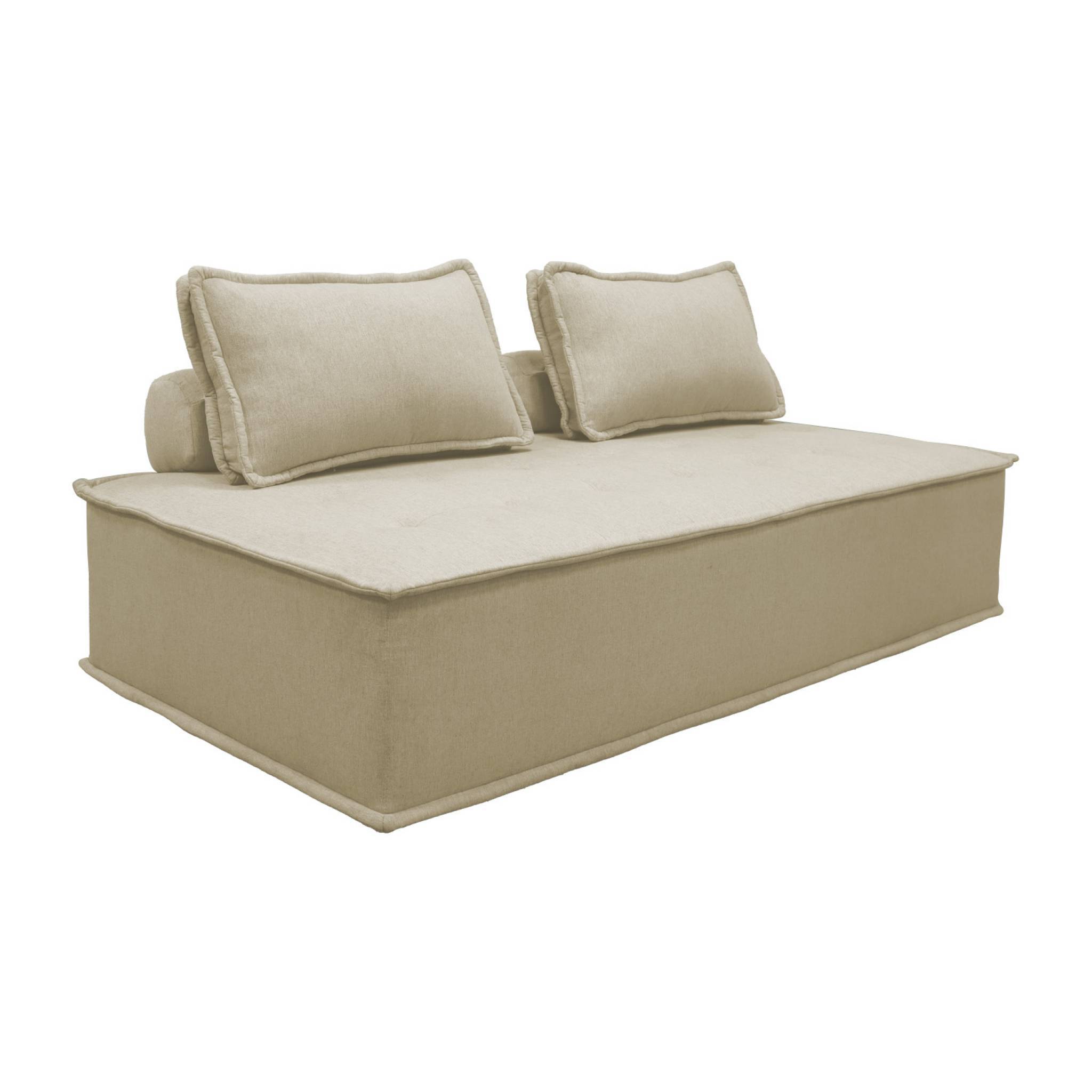 Chauffeuse 2 places pour canapé modulable tissu capitonné beige | sweeek - Image 2