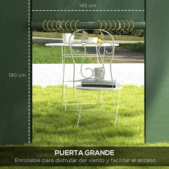 Lot de 2 Parois Latérales Tissu Oxford pour Tonnelle 3x3m avec Porte Zippée et Fenêtre Vert - ComfortXL Outdoor Living - Image 6