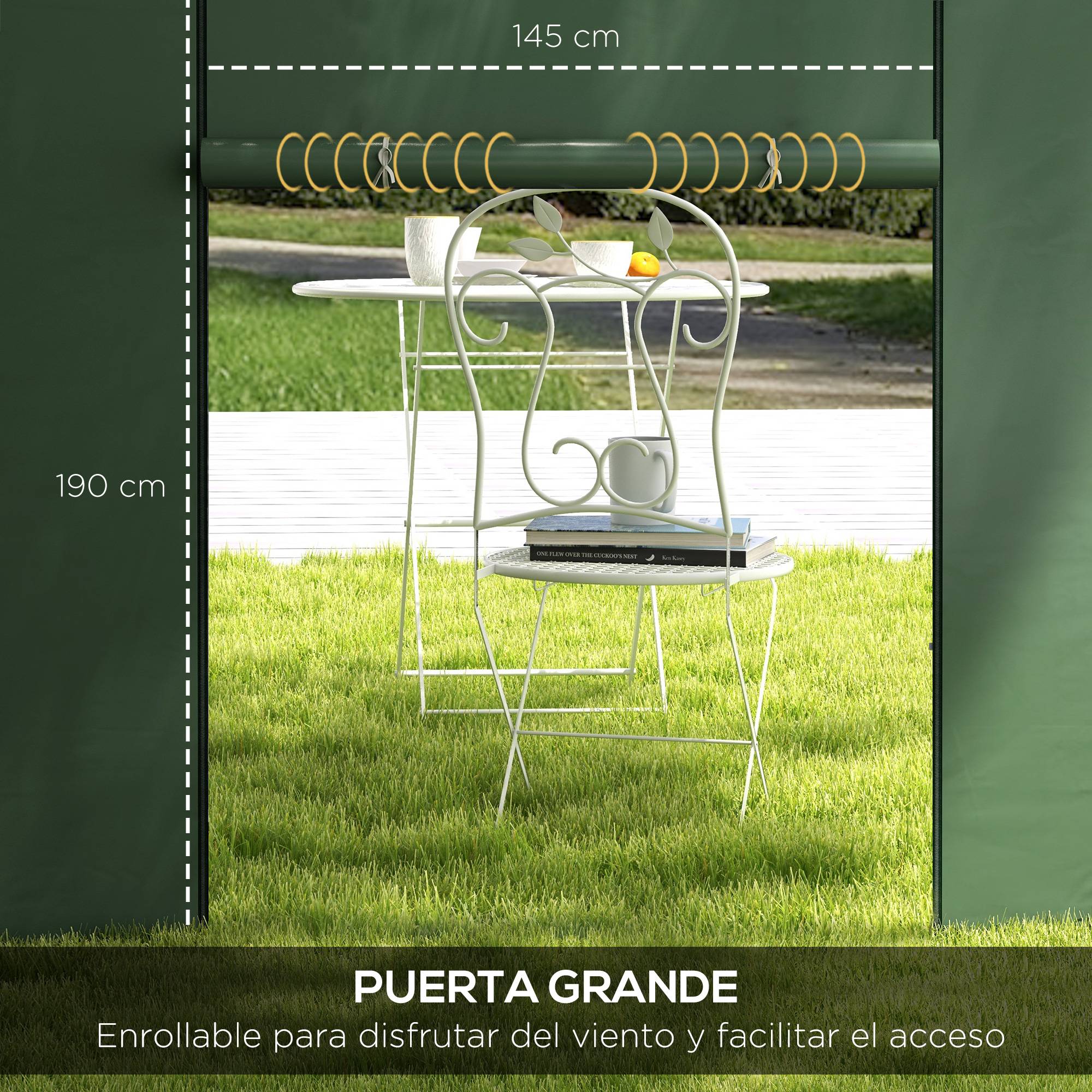Lot de 2 Parois Latérales Tissu Oxford pour Tonnelle 3x3m avec Porte Zippée et Fenêtre Vert - ComfortXL Outdoor Living - Image 6