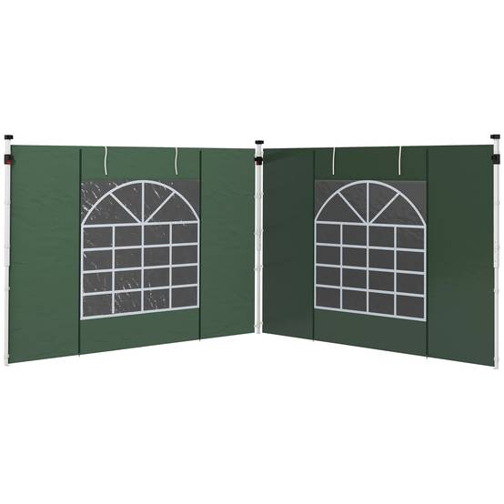 Lot de 2 Parois Latérales Tissu Oxford pour Tonnelle 3x3m avec Porte Zippée et Fenêtre Vert - ComfortXL Outdoor Living - Image 1