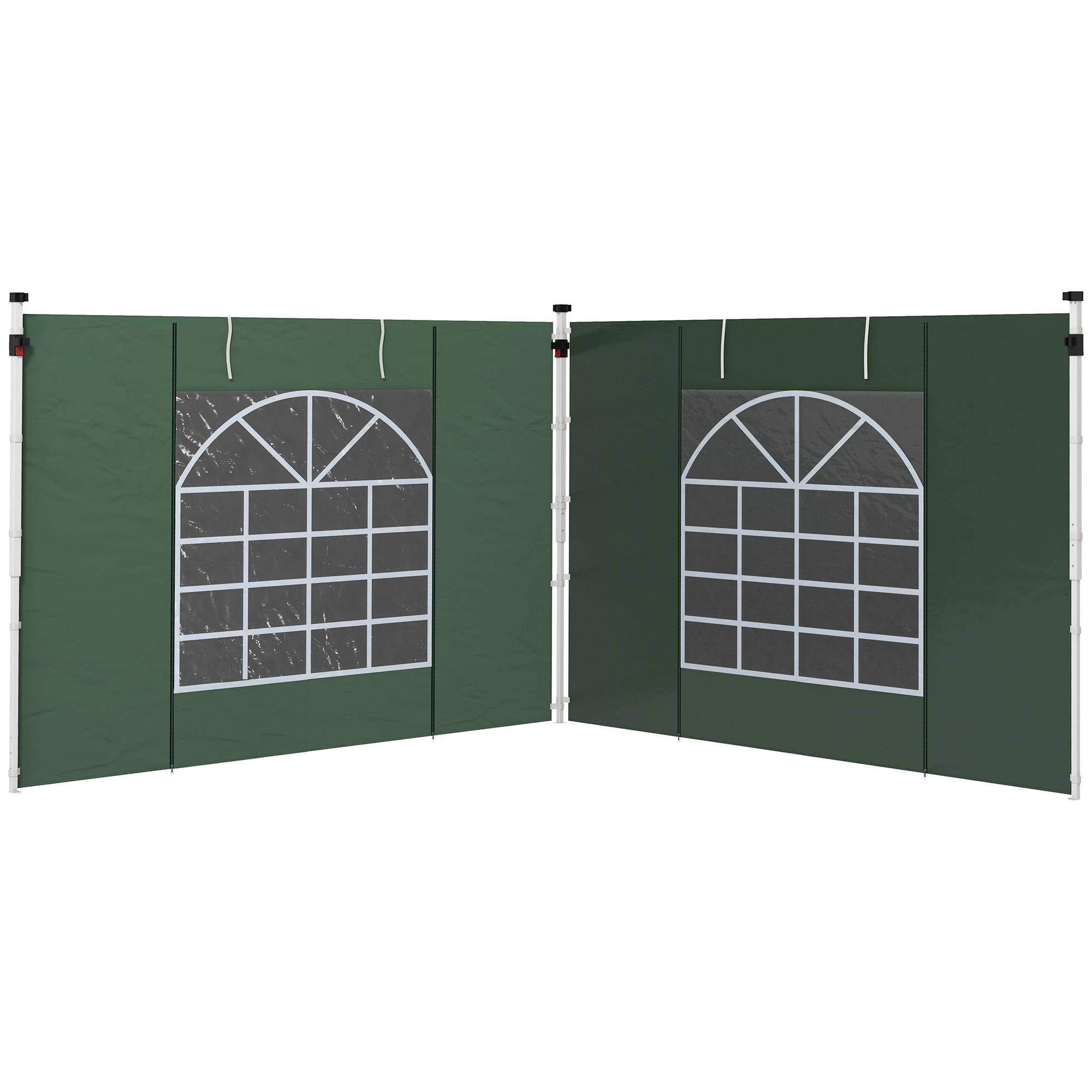 Lot de 2 Parois Latérales Tissu Oxford pour Tonnelle 3x3m avec Porte Zippée et Fenêtre Vert - ComfortXL Outdoor Living
