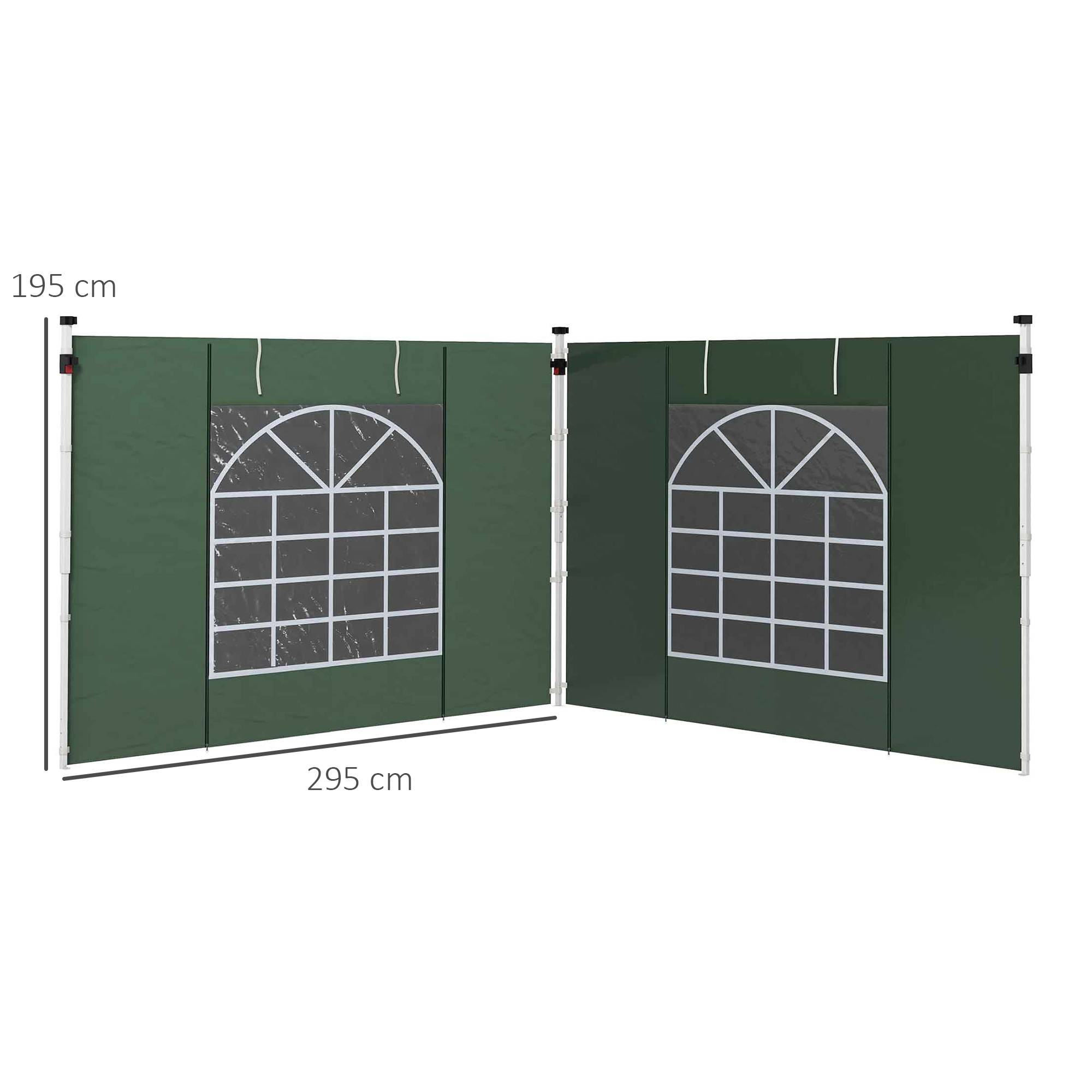 Lot de 2 Parois Latérales Tissu Oxford pour Tonnelle 3x3m avec Porte Zippée et Fenêtre Vert - ComfortXL Outdoor Living - Image 4