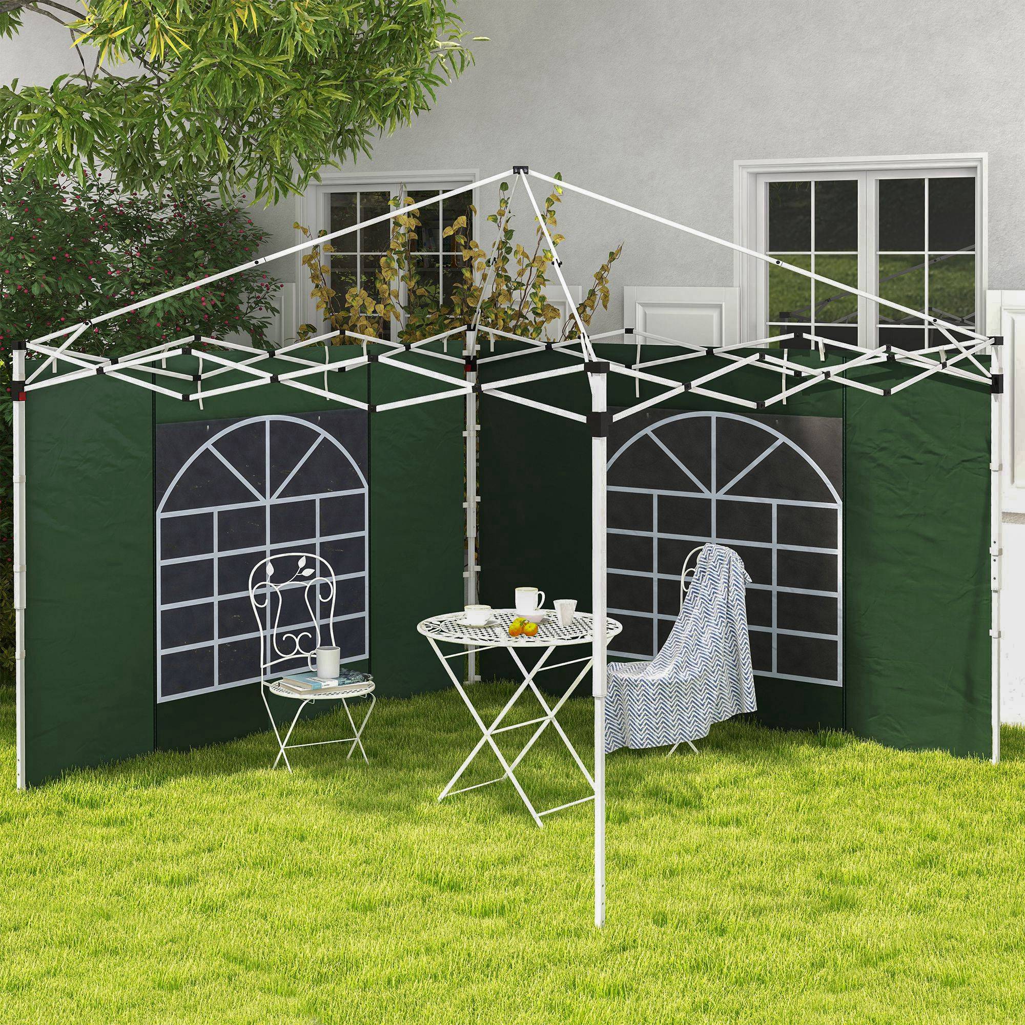 Lot de 2 Parois Latérales Tissu Oxford pour Tonnelle 3x3m avec Porte Zippée et Fenêtre Vert - ComfortXL Outdoor Living - Image 3