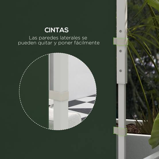 Lot de 2 Parois Latérales Tissu Oxford pour Tonnelle 3x3m avec Porte Zippée et Fenêtre Vert - ComfortXL Outdoor Living - Image 8