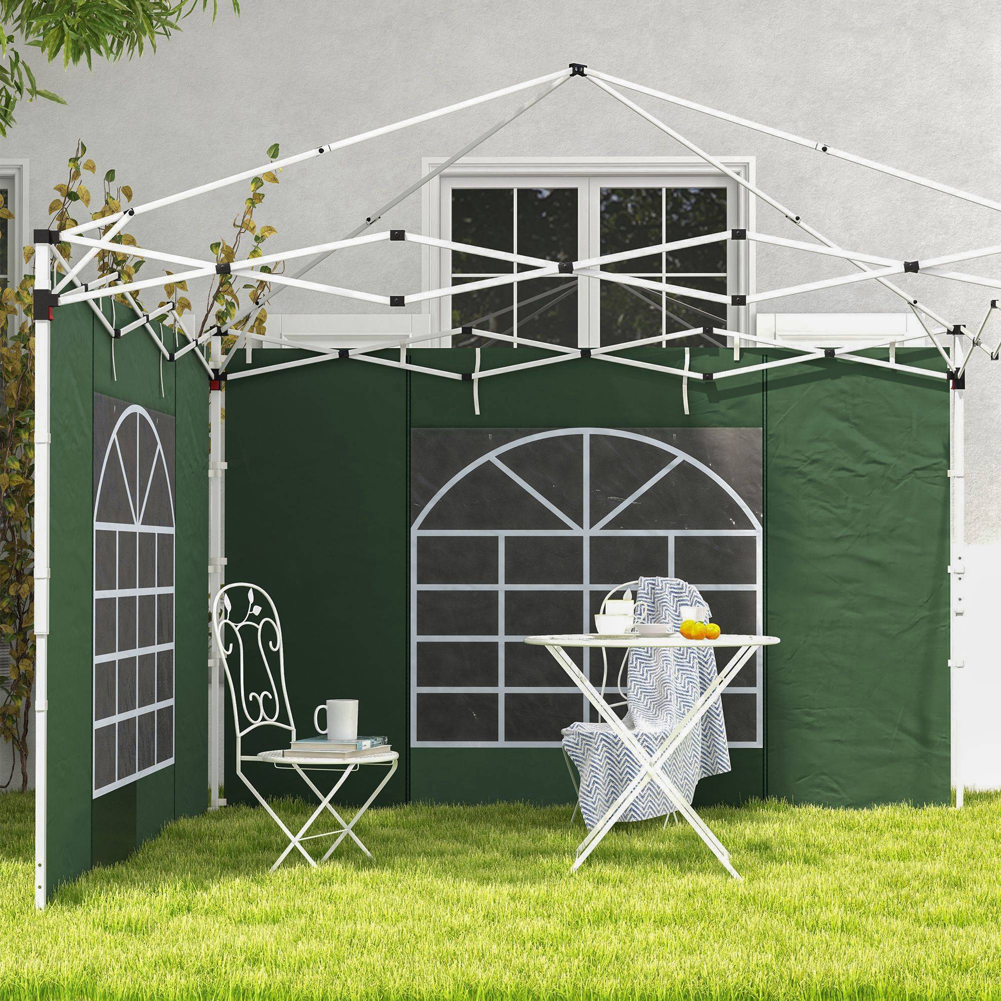 Lot de 2 Parois Latérales Tissu Oxford pour Tonnelle 3x3m avec Porte Zippée et Fenêtre Vert - ComfortXL Outdoor Living - Image 9