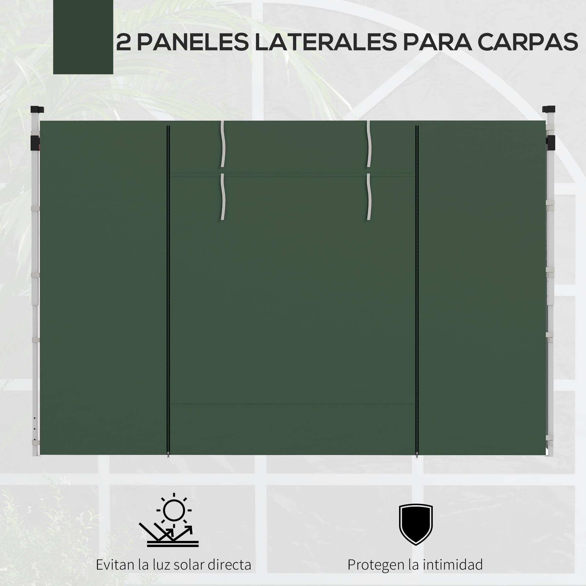Lot de 2 Parois Latérales Tissu Oxford pour Tonnelle 3x3m avec Porte Zippée et Fenêtre Vert - ComfortXL Outdoor Living - Image 5