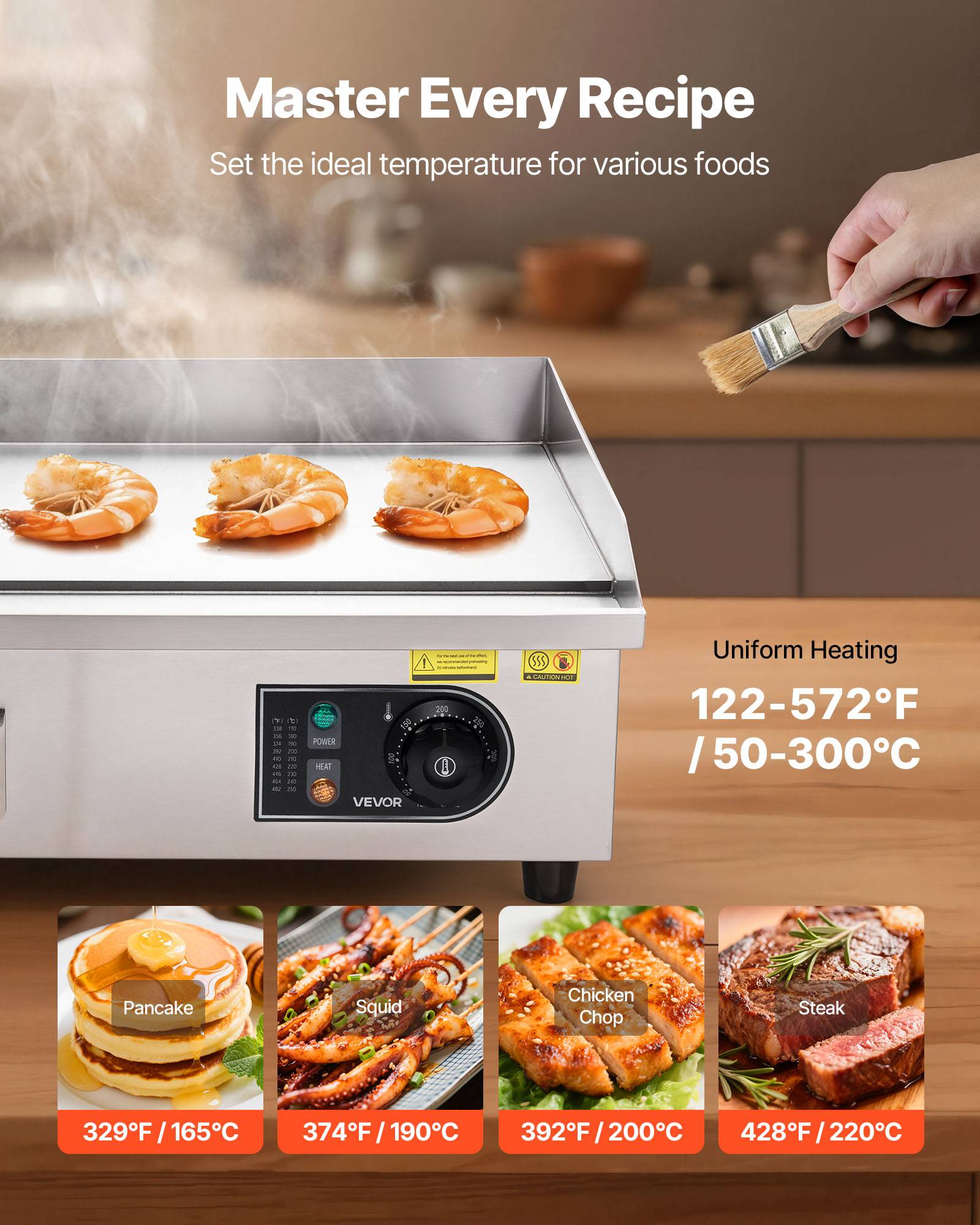 Vevor - VEVOR Plancha Électrique Plaque à Snacker Commerciale 535 x 300 mm 3200 W - Image 4