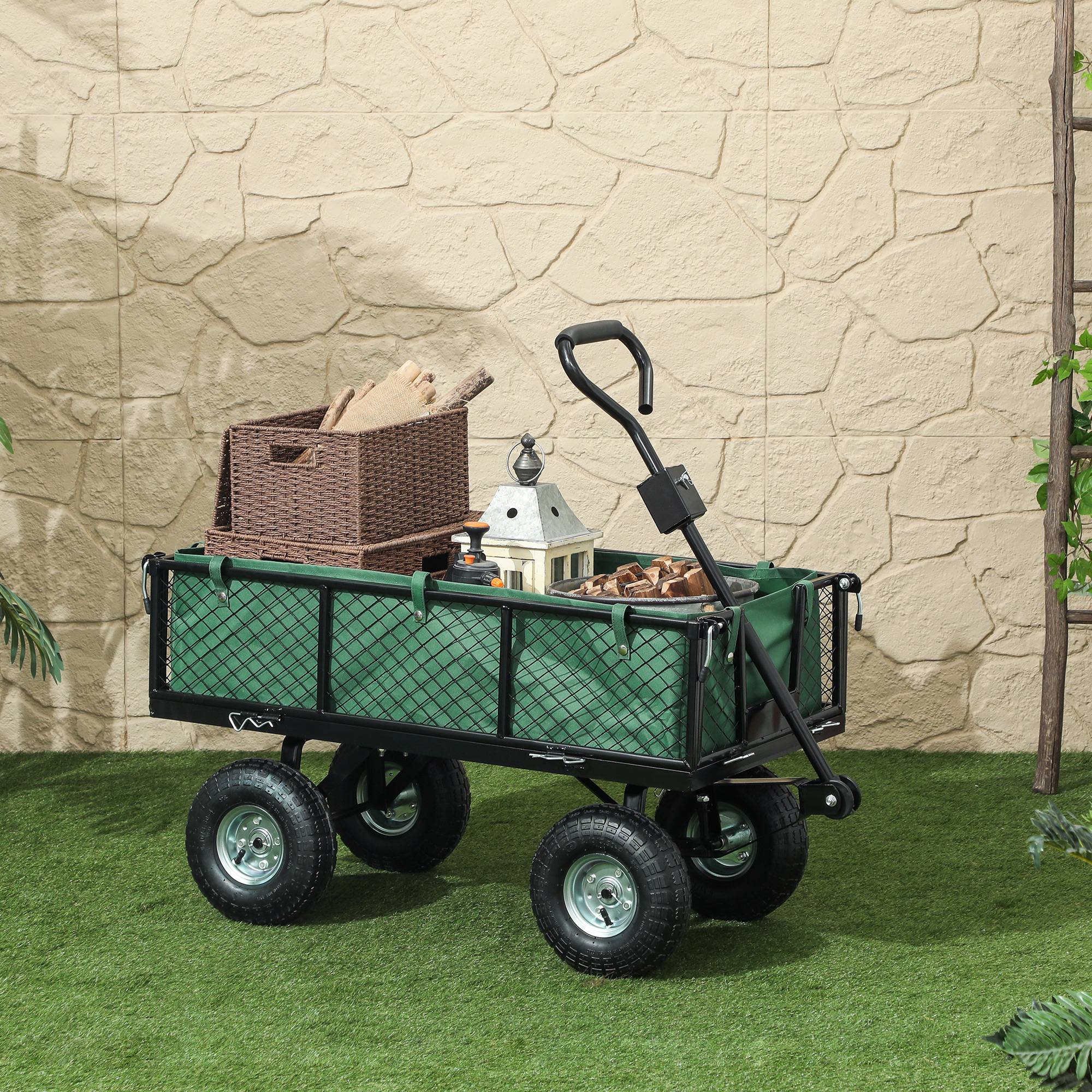 ComfortXL - Chariot de jardin acier 114 L 105 x 51 x 54 cm vert tout-terrain charge 200 kg - ComfortXL Outdoor Living - Image 4
