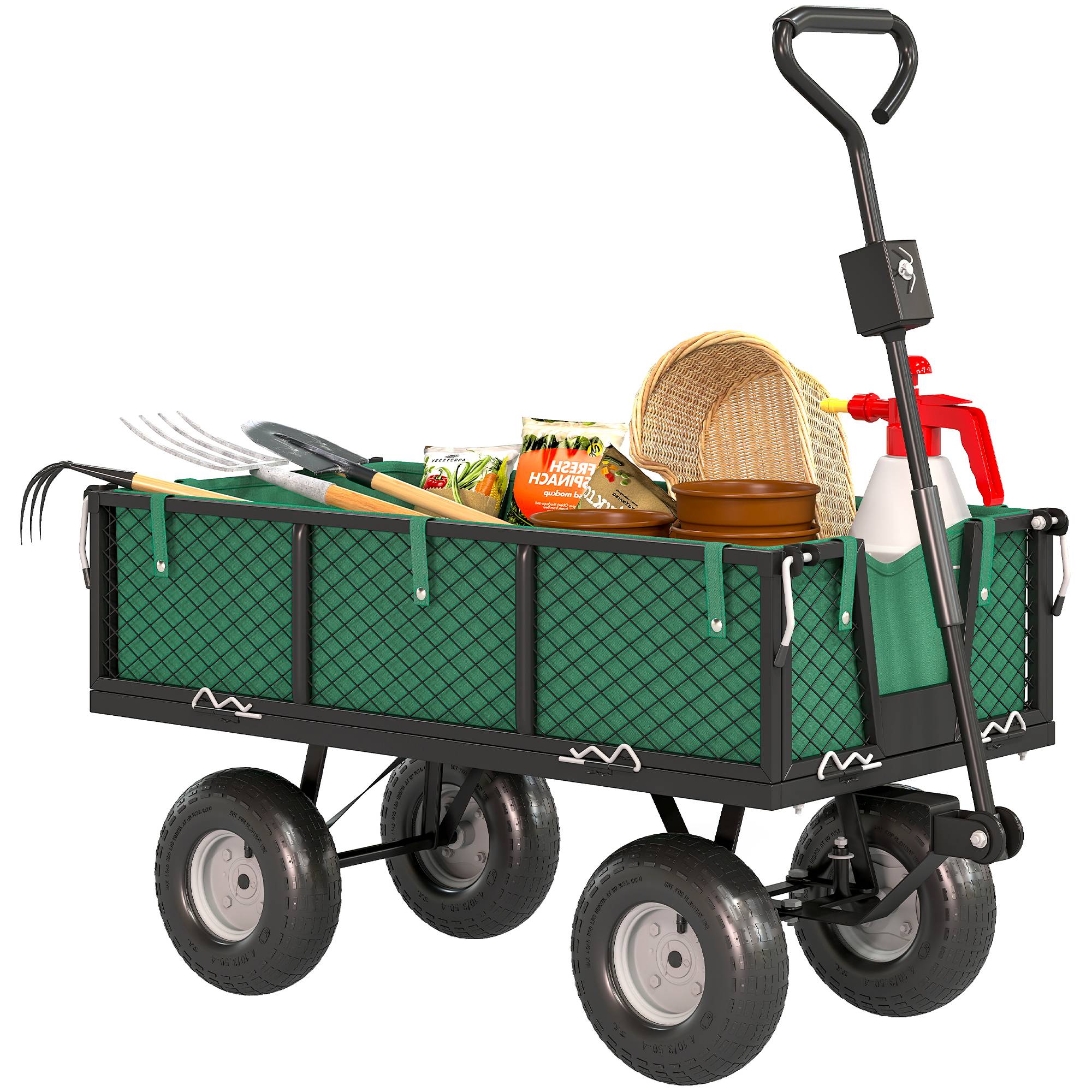 ComfortXL - Chariot de jardin acier 114 L 105 x 51 x 54 cm vert tout-terrain charge 200 kg - ComfortXL Outdoor Living - Image 1