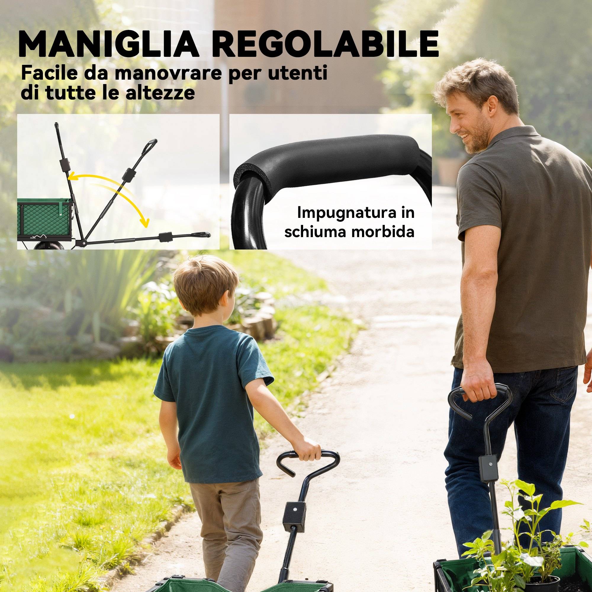 ComfortXL - Chariot de jardin acier 114 L 105 x 51 x 54 cm vert tout-terrain charge 200 kg - ComfortXL Outdoor Living - Image 8