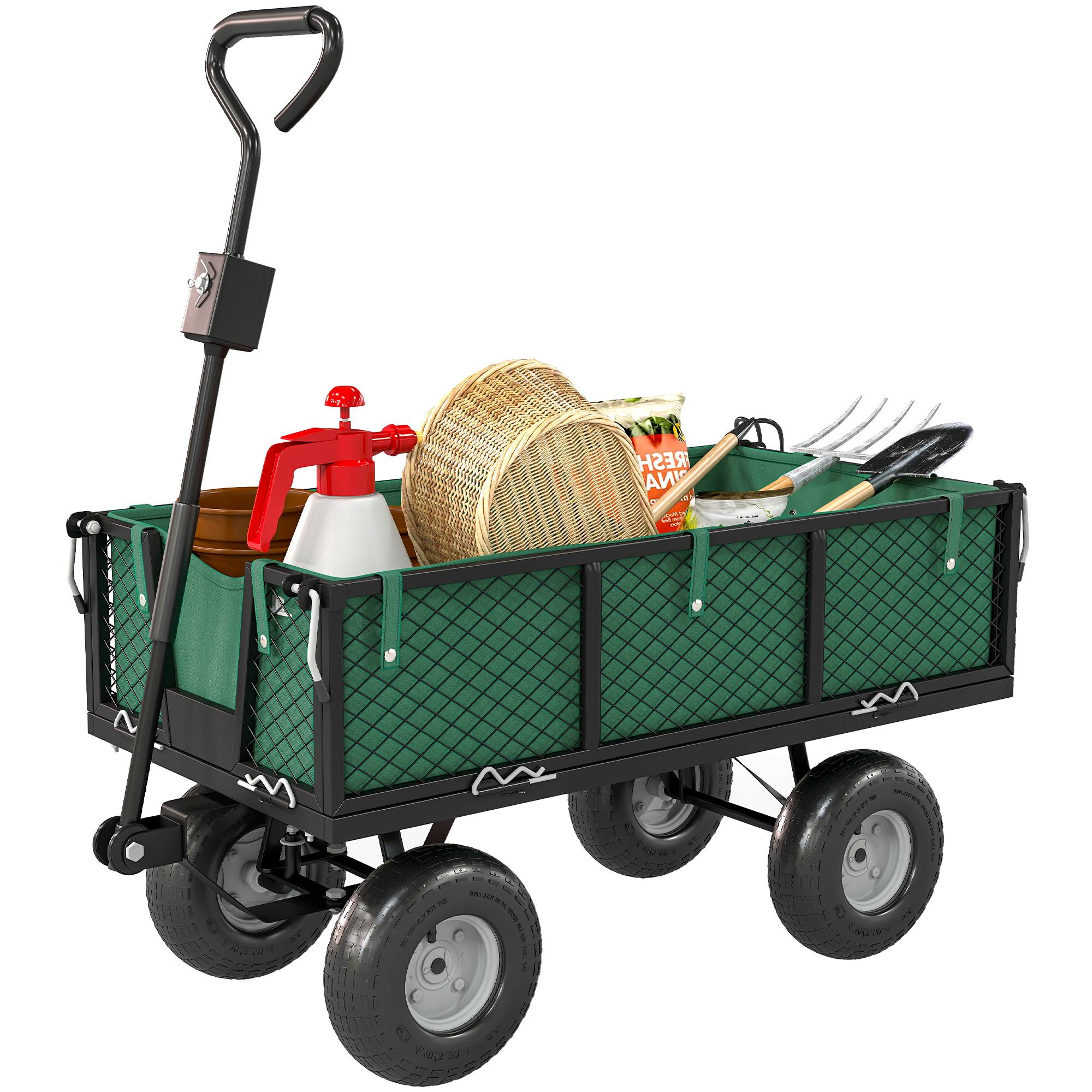 ComfortXL - Chariot de jardin acier 114 L 105 x 51 x 54 cm vert tout-terrain charge 200 kg - ComfortXL Outdoor Living - Image 2