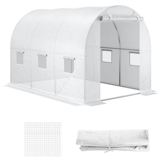 Bâche Serre Remplacement PE Jardin Protection 300x200x200cm Blanc - ComfortXL Outdoor Living - Image 2