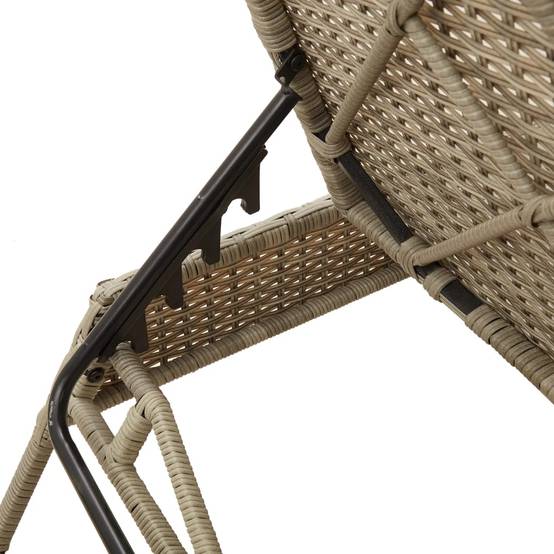 Chaise longue résine tressée avec coussin gris clair 170/200 x 59 x 26/50/64/75/85 cm - PANGIVO - Image 9
