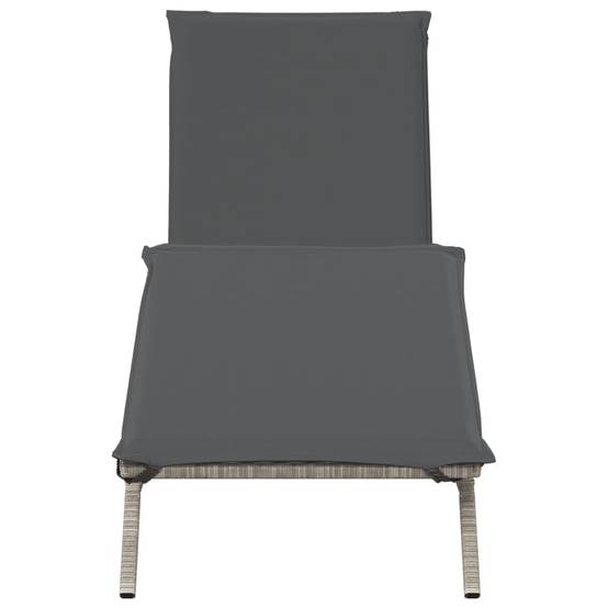 Chaise longue résine tressée avec coussin gris clair 170/200 x 59 x 26/50/64/75/85 cm - PANGIVO - Image 4