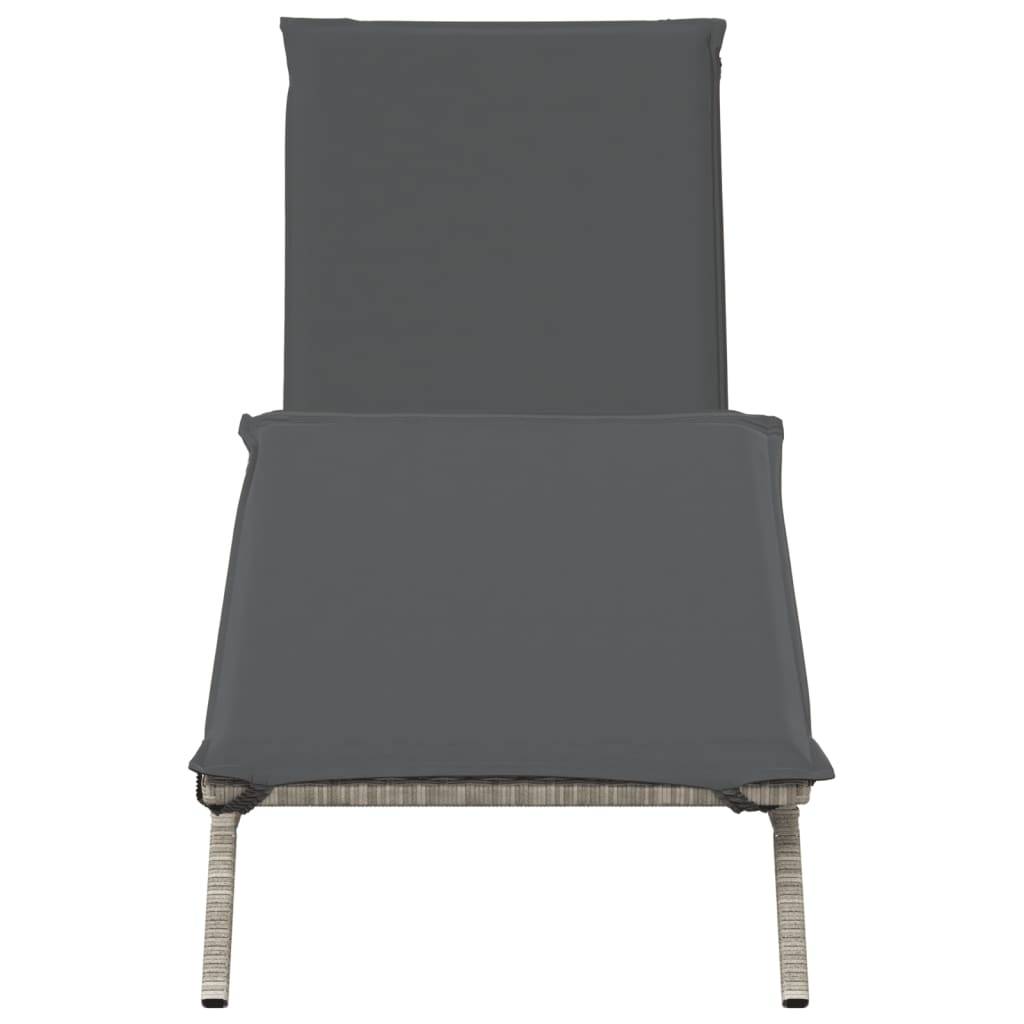 Chaise longue résine tressée avec coussin gris clair 170/200 x 59 x 26/50/64/75/85 cm - PANGIVO - Image 4